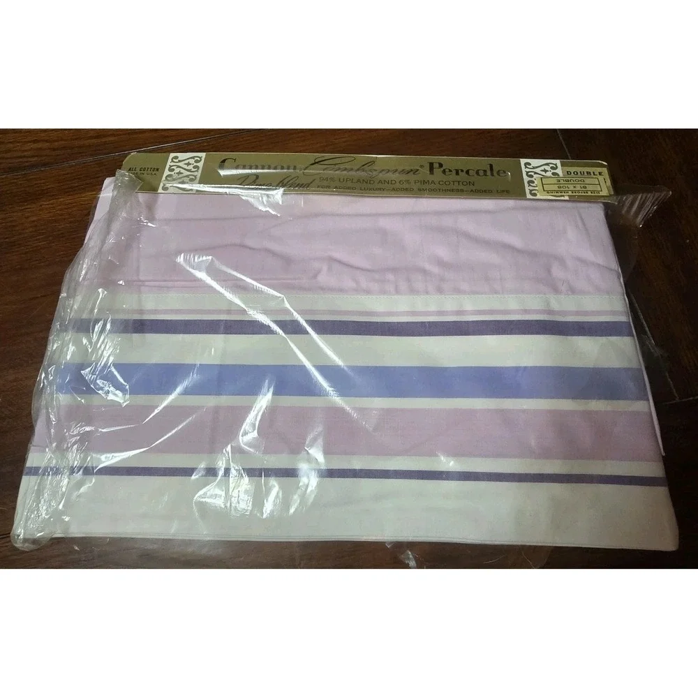 Vintage USA Cannon Combspun Percale Sheet Double‎ Bed 81x108 Pima Blend Cotton